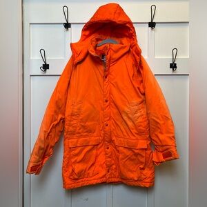 Classic Woolrich Orange Winter Coat Size Large Dirty Worn Spots Fade Grunge Punk